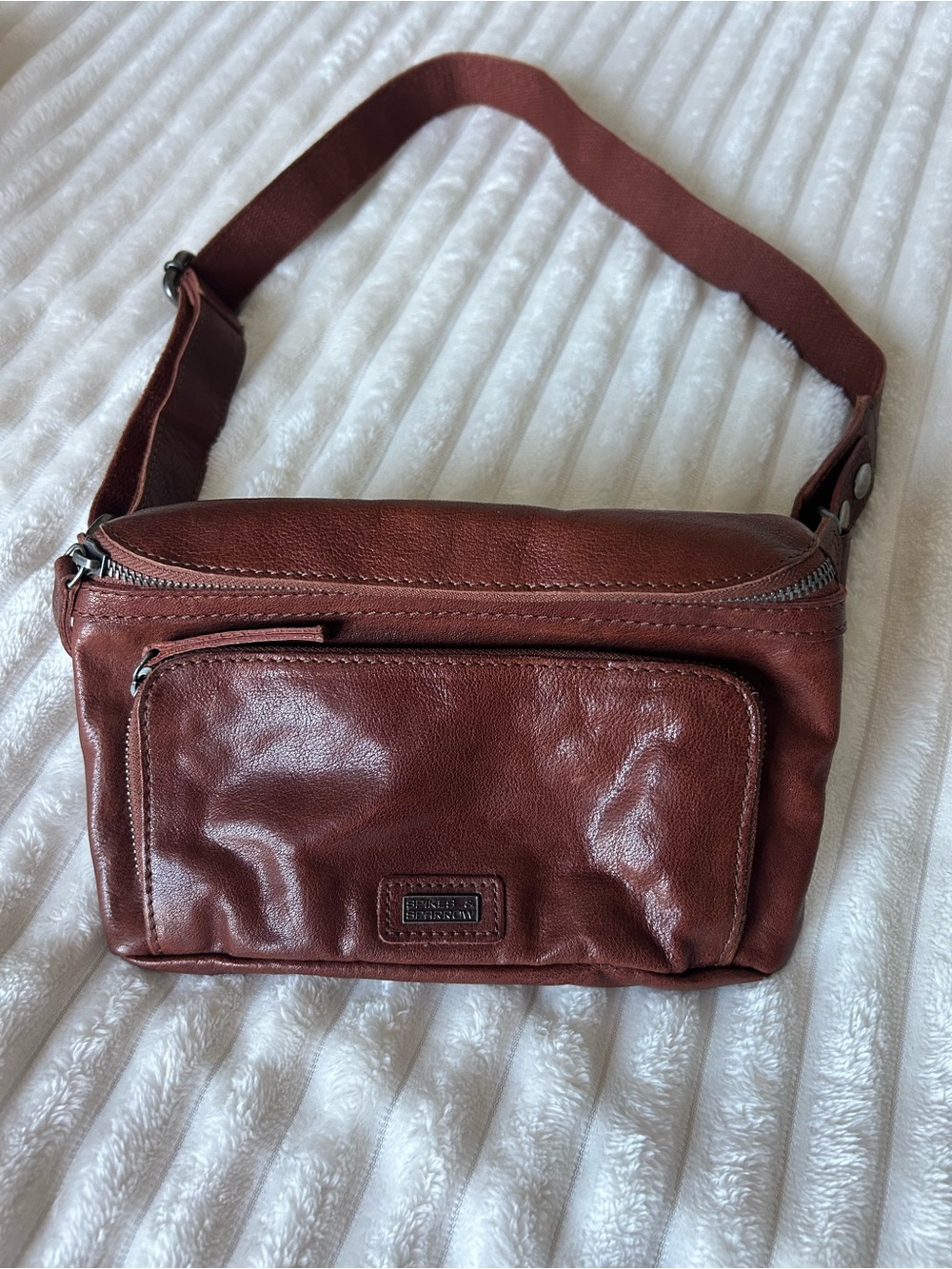 Men's Leather Waist Bag in Chestnut Brown - Casual Hands-Free Belt Bag